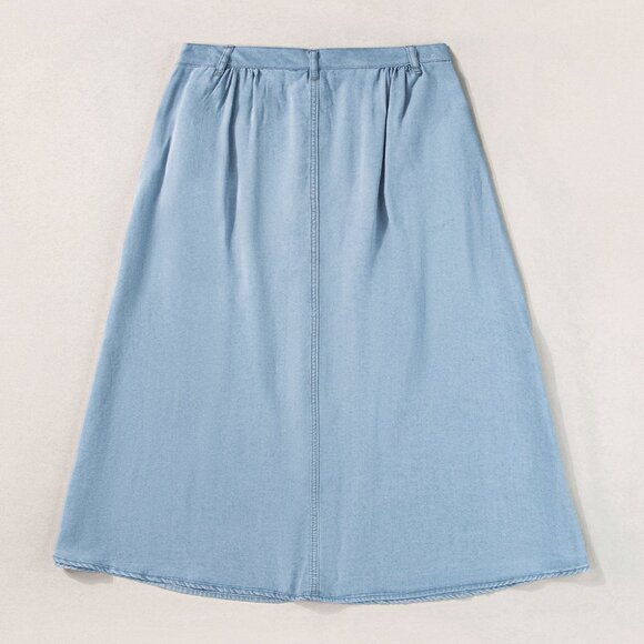 💙 NWT Mist Blue Button-Down Maxi Denim Skirt – Size XL (US 16-18) - Picture 2 of 7